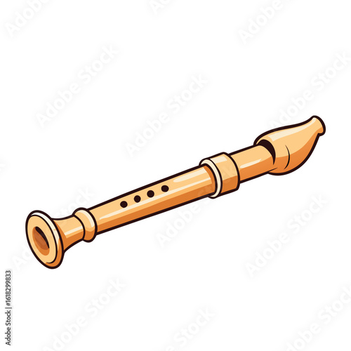 Wooden recorder musical instrument with finger holes woodwind