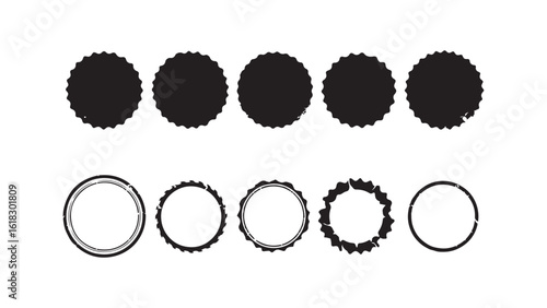 Circular seals, stamps, and rings isolated on white