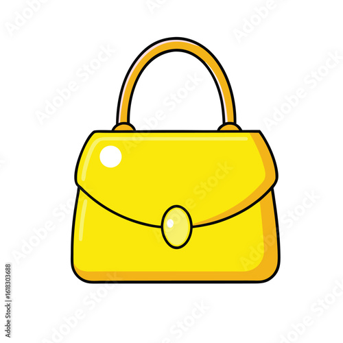 Bright yellow handbag with rounded handle and clasp accessory fashion