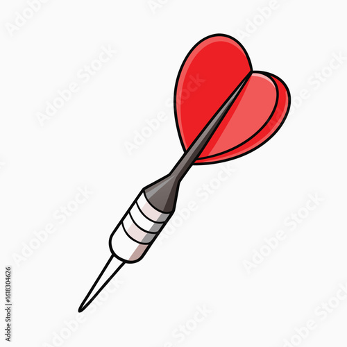 Red heart shaped dart with grey shaft and white bands vector