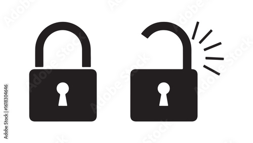 Locked and unlocked padlock icons for security and access