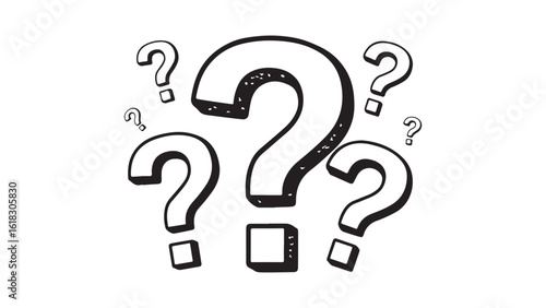 Question marks with checkboxes, inquiry concept