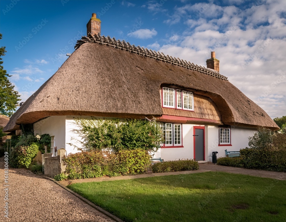 Fototapeta premium charming cottage with a traditional thatched roof