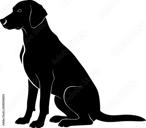 Silhouette of a seated Labrador Retriever, profile view. transparent background  EPS/AI/PNG/JPEG
