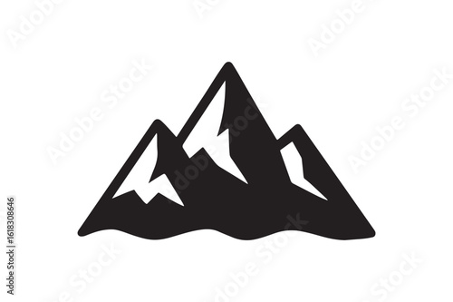 Mountain Snow Peak icon silhouette vector with white background