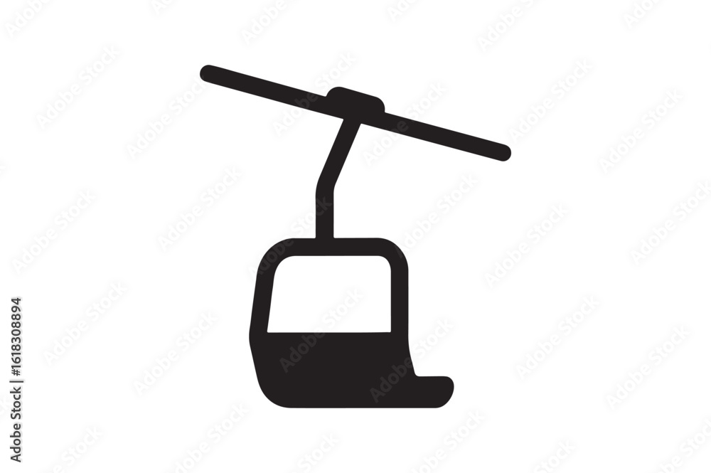 Fototapeta premium Ski Lift icon silhouette vector with white background