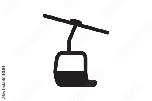 Ski Lift icon silhouette vector with white background
