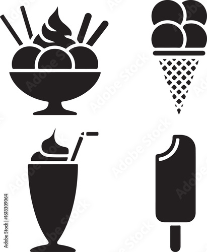 Frozen treats dessert icons ice cream sundae