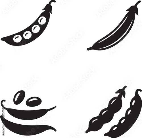 Black bean pods and peas vegetables food