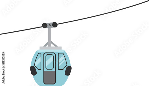 Cable car gondola blue cabin aerial lift transport vector illustration simple design