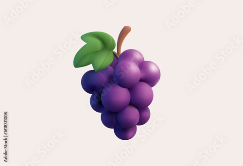 3d realistic purple grape vector editable