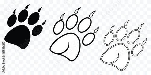 Bear Paw Print Silhouette Illustration Vector Graphic Design Animal Footprint Symbol Clipart Isolated on White Background
