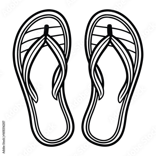 simple black two flip flops minimalist flat design vector illustration
