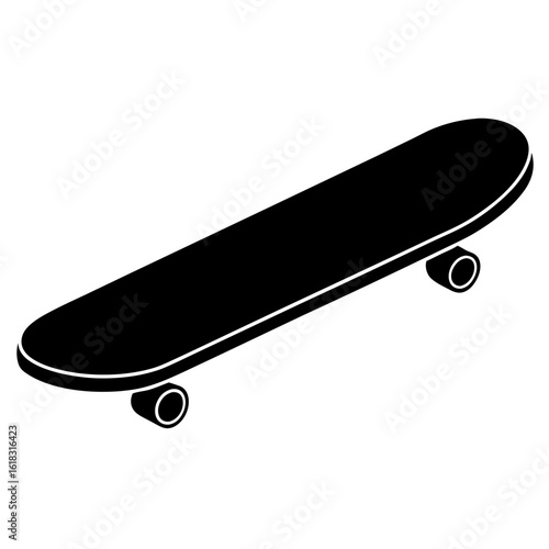Simple skateboard black silhouette vector illustration