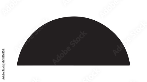 Black semicircle shape isolated on white background