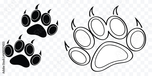 Bear Paw Prints Vector Illustration Wildlife Animal Tracks Symbol Camping Outdoor Adventure Digital Art Design Element