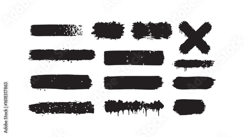 Brush strokes, grunge textures, paint splatters, and crosses