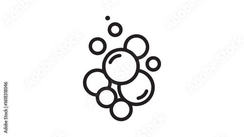 Bubbles icon, soapy foam, clean water, bath, shower