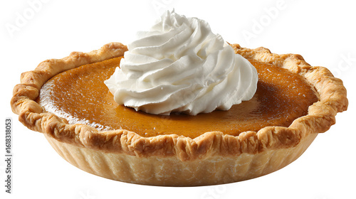 Foto Pumpkin Pie with Whipped Cream, isolated on transparent background