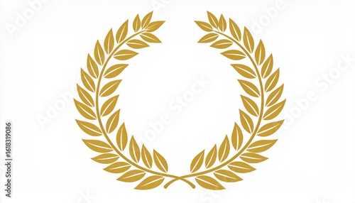 Golden Laurel Wreath Graphic Design Golden laurel wreath symbol on a white background.