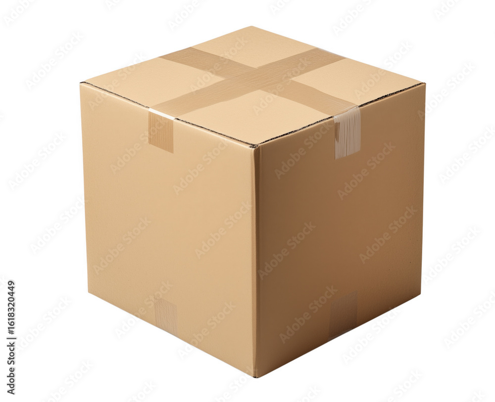 Cardboard box sealed and ready for shipping or packaging on a transparent background Cardboard box sealed and ready for shipping or packaging on a transparent background