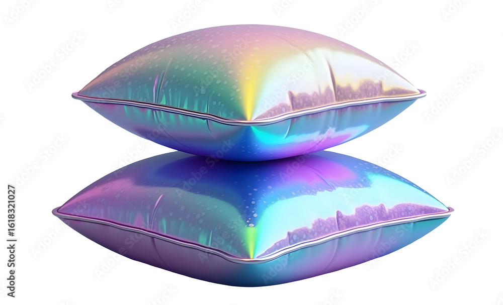 Obraz premium Iridescent cushion stacked gives futuristic, dreamy vibe
