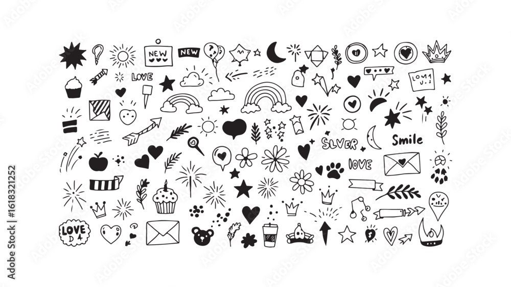 Fototapeta premium Hand-Drawn Doodle Elements Collection for Creative Projects