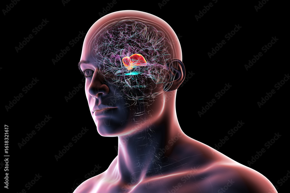 Obraz premium Thalamus in human brain, 3D illustration