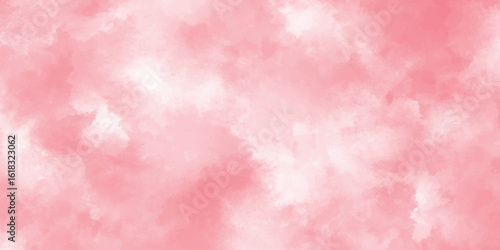 Abstract pink watercolor paint background. Soft pink cloud texture. Hand drawn digital art background with cloudy smoke. Watercolor stain on a transparent background.