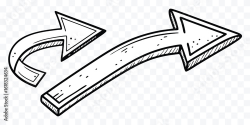 Hand Drawn Arrow Set Vector Illustration Directional Graphics Indicating Movement and Forward Progress for Business Concepts and Design