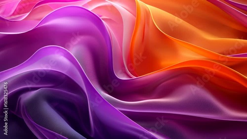 Abstract Purple and Orange Waves: A Vibrant Digital Art Piece