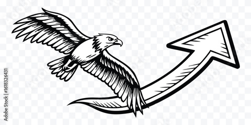Soaring Eagle Ascending Arrow Graphic Representation of Success Growth and Achievement in Business and Personal Development