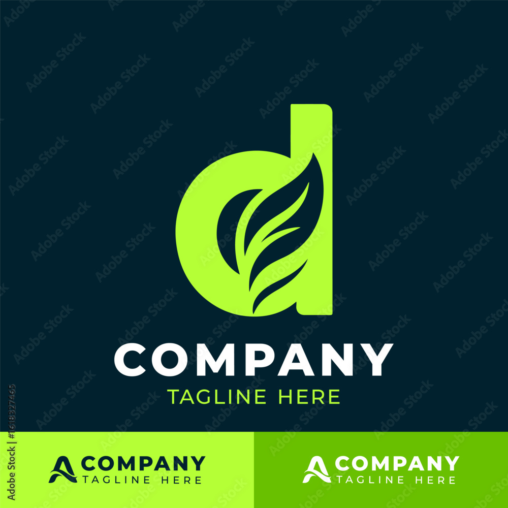 Leaf integrated lowercase letter D logo design for eco friendly branding
Leaf integrated lowercase letter D logo design for eco friendly branding