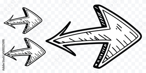 Hand drawn arrow set pointing left graphic design elements and direction indicators for websites apps and presentations vector illustration