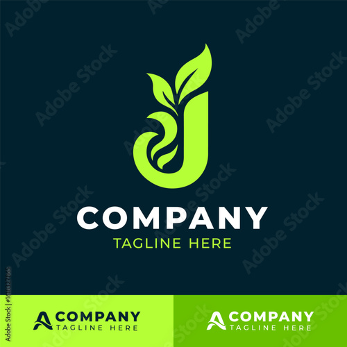 Leaf infused letter J logo design for eco and organic brand identity  