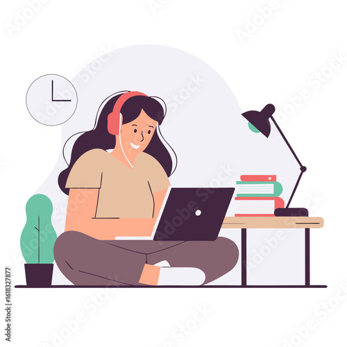 Professional Writing and Editing: Female Author Using Laptop with Reference Books and Coffee. Content Creation and Literary Work.