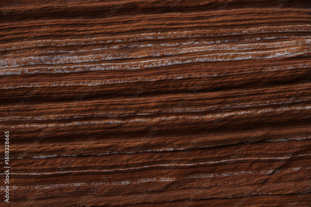 Fototapeta premium Closeup view of dark brown wood grain texture with visible lines and patterns