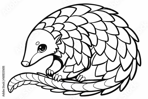 Cute Pangolin Illustration with Scaly Armor.