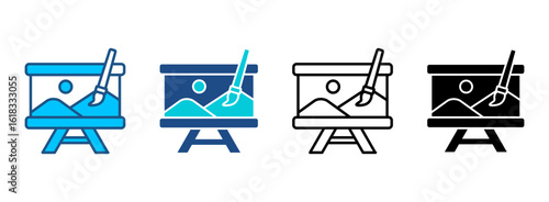 Canvas Icon Set With Multiple Styles. Vector Illustration