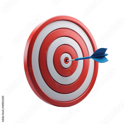 3D Dart in Bullseye of a Red Target