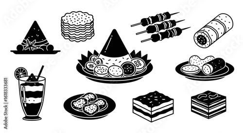 Indonesian food set with vector.