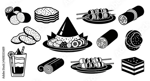 Indonesian food icons vector set.