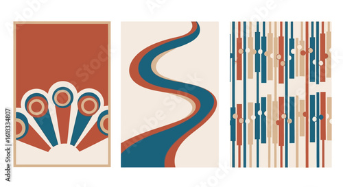 Retro Abstract Art Prints with Design, and Home Decor.