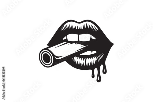 gun barrel lips illustration vector