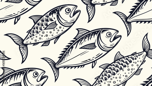 Stylized black and white fish pattern