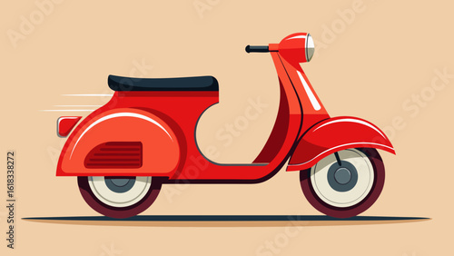 Classic red scooter in motion