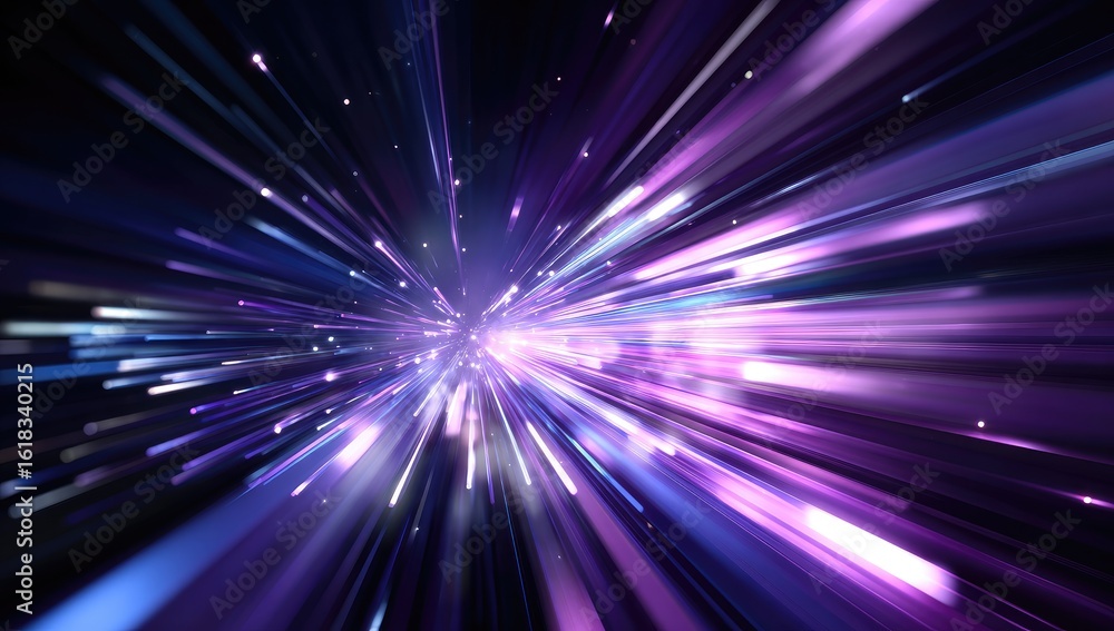 Fototapeta premium Purple-violet light streaks explode outward