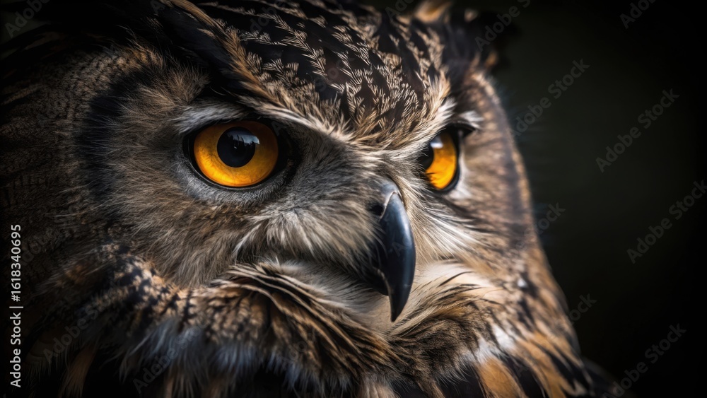 Obraz premium Intense gaze of a majestic eurasian eagle owl