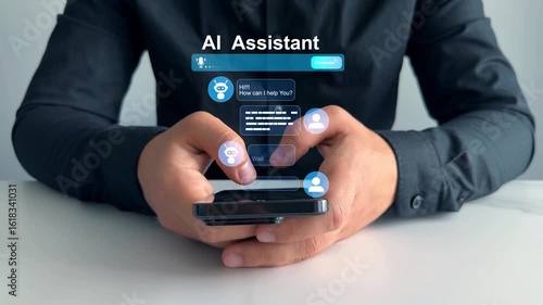 Online support Chatbot conversation.	Virtual assistant, artificial intelligence Bot and CRM software automation technology. Chatgpt Chat with AI.Customer person using chat service to get support.
