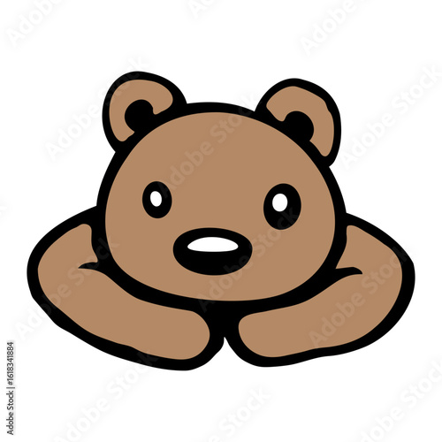 Teddy Bear Leaning on Table Cute Child Drawing